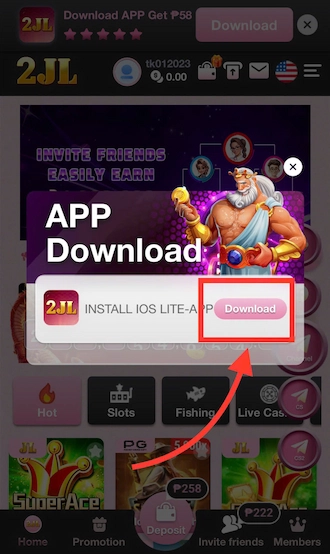 Step 2: The App Download interface will appear on the mobile screen. Click download at "INSTALL IOS LITE-APP".