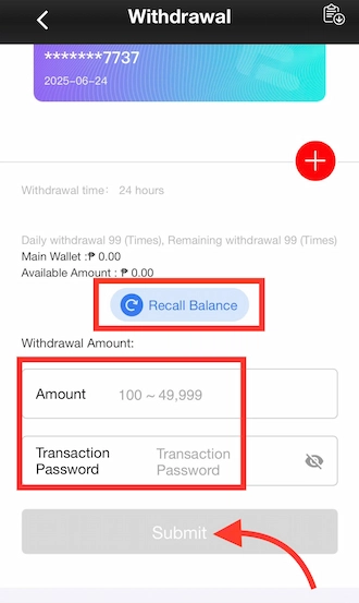 Fill in the Withdrawal Form